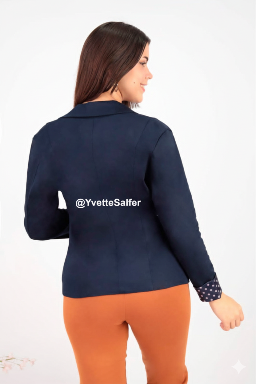 Blazer Dama Manga Larga Drill Azul Marino Talla "XL"